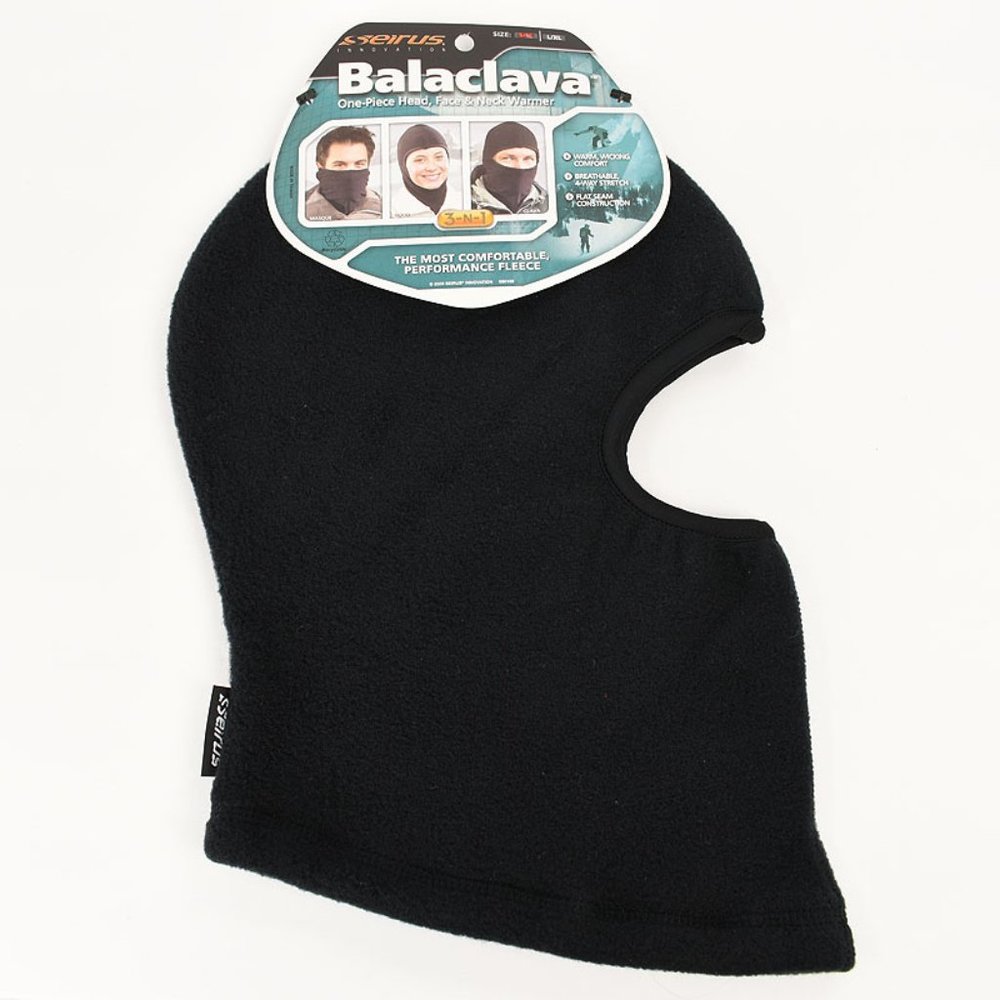 SEIRUS Unisex Black Performance Fleece 3-n-1 Balaclava S/M NWT